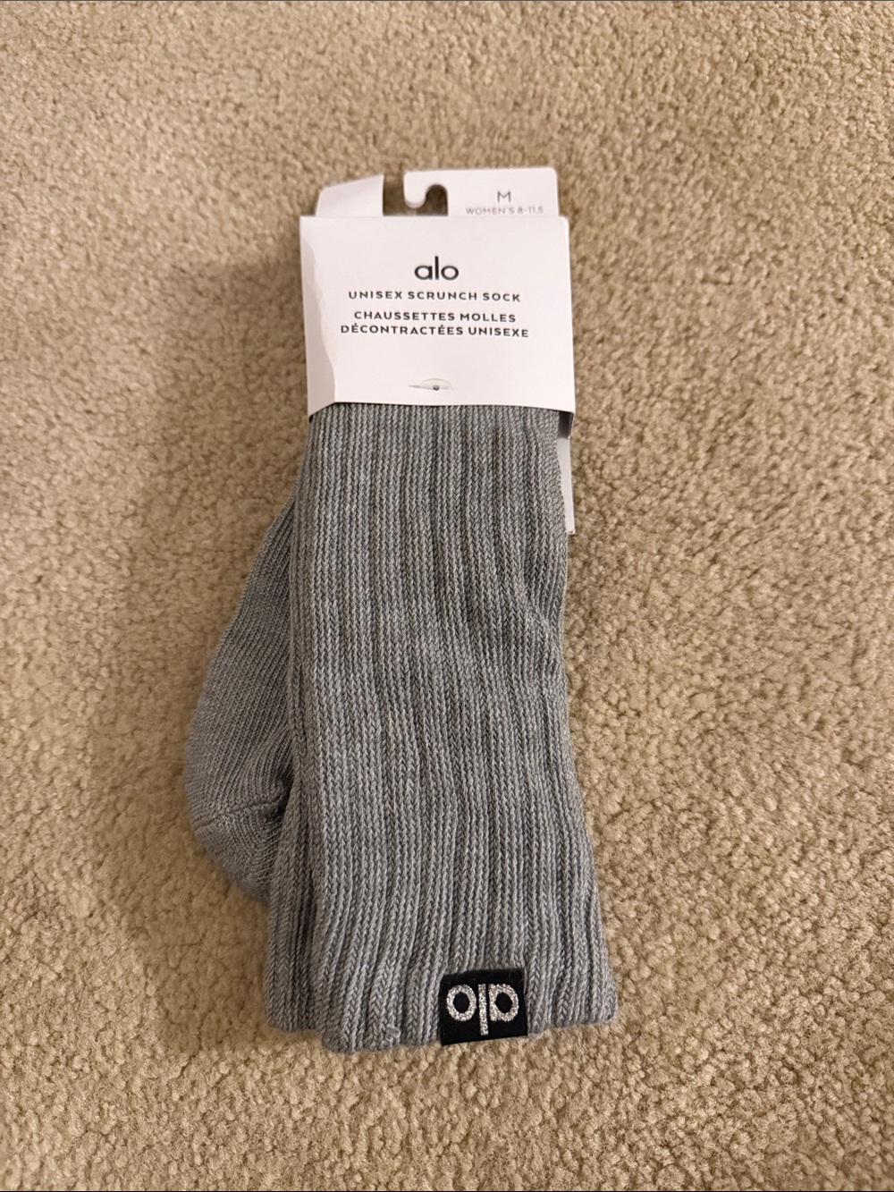 ALO Yoga Gray Unisex Ribbed Scrunch Sock